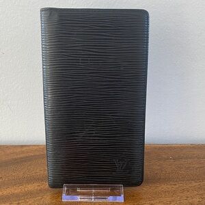 Louis Vuitton Black Epi Check Book Cover with Slots for Cards